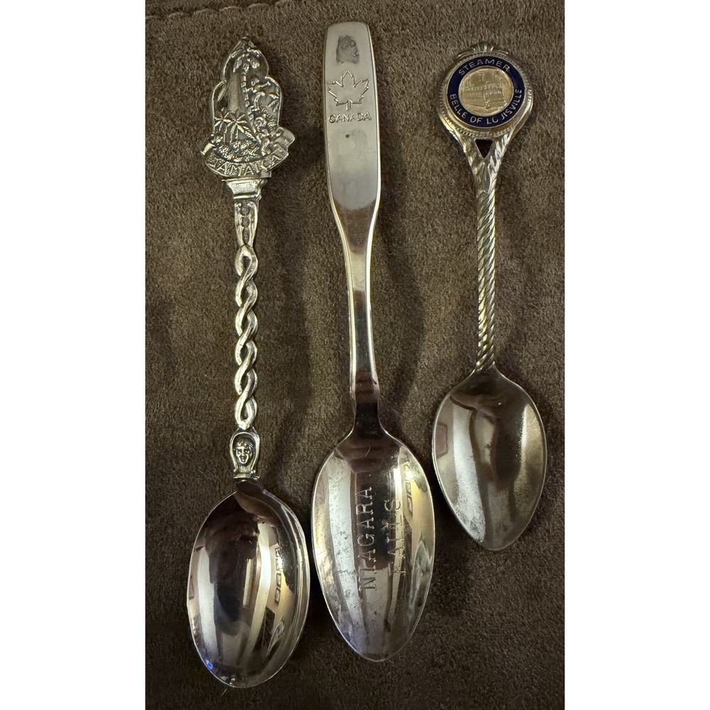 Vintage Lot 14 Collectible Spoons Souvenir Silver Plated 3.75"-5" - Picture 2 of 11